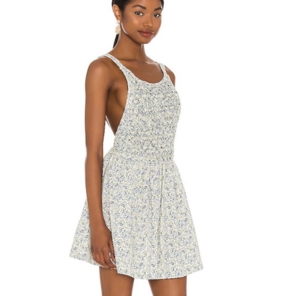 Free People Petunia Floral Printed Overalls Open Back mini dress NWT - Picture 4 of 10